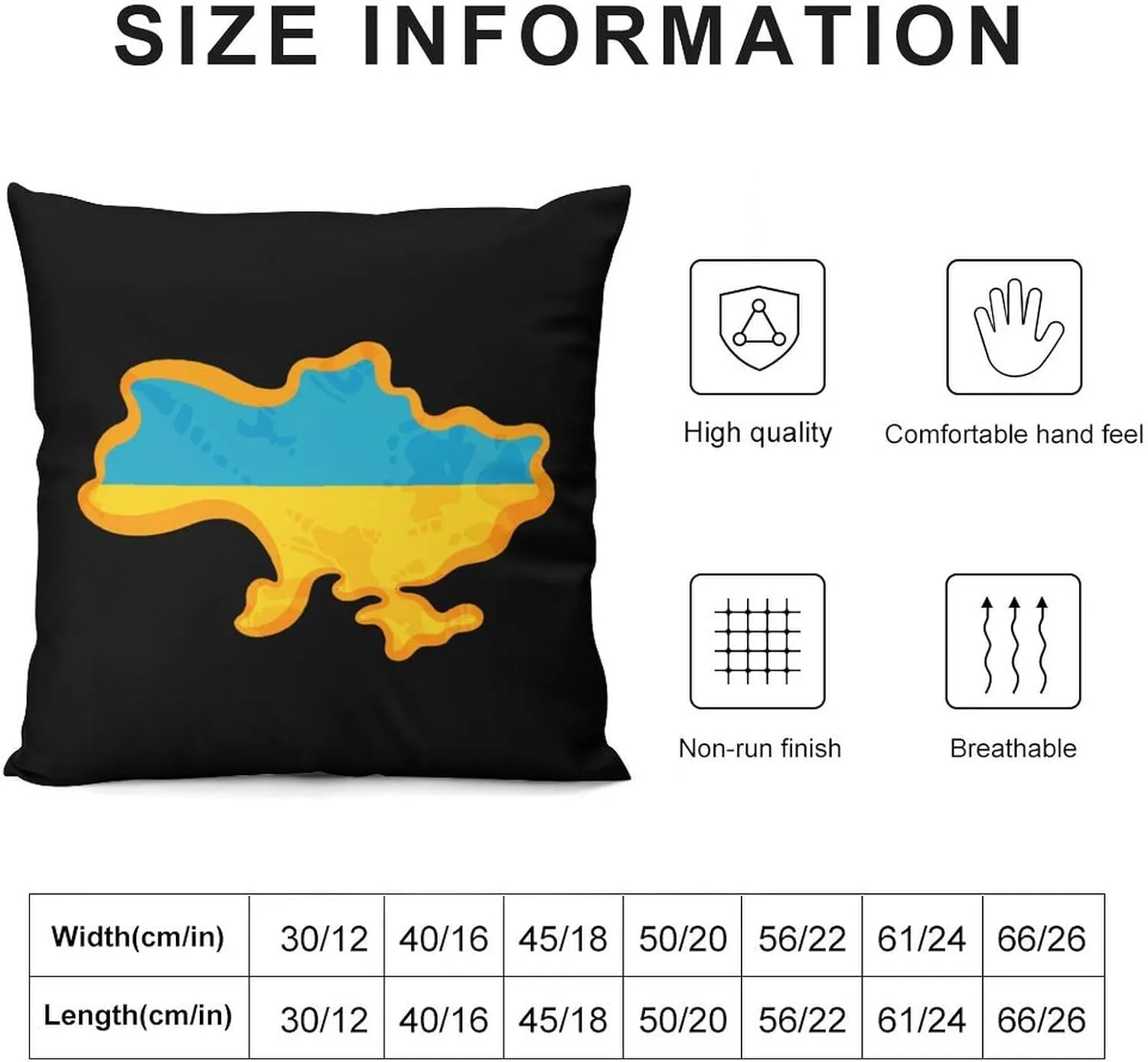 Ukrainian Flag Map Plush Pillow Cases Soft Pillow Covers Smooth Cushion Covers for Sofa Bed Set of 4 16 ""x16, vdzsgv4643