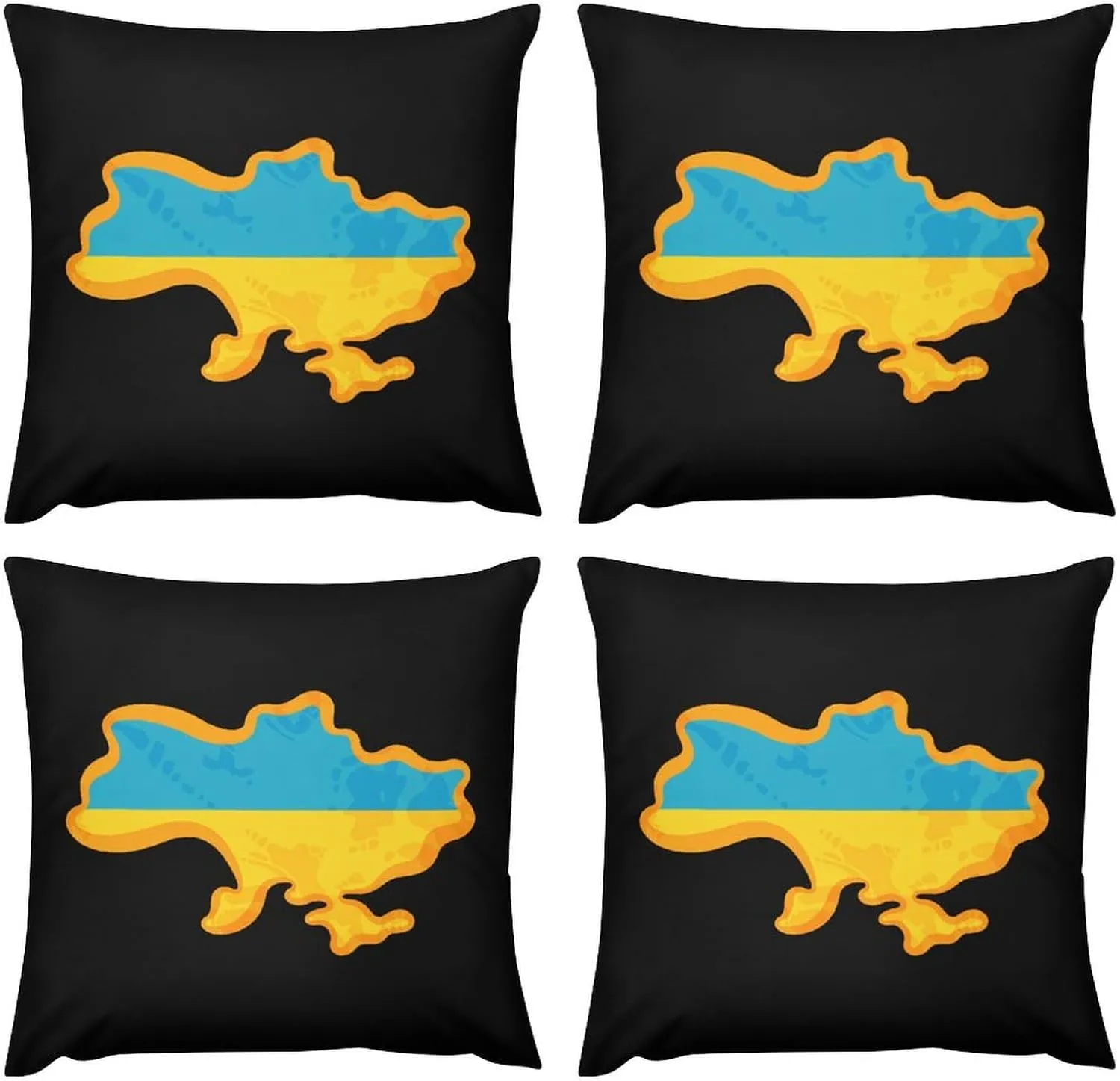 Ukrainian Flag Map Plush Pillow Cases Soft Pillow Covers Smooth Cushion Covers for Sofa Bed Set of 4 16 ""x16, vdzsgv4643