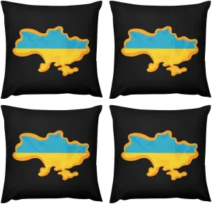 Ukrainian Flag Map Plush Pillow Cases Soft Pillow Covers Smooth Cushion Covers for Sofa Bed Set of 4 16 ""x16, vdzsgv4643