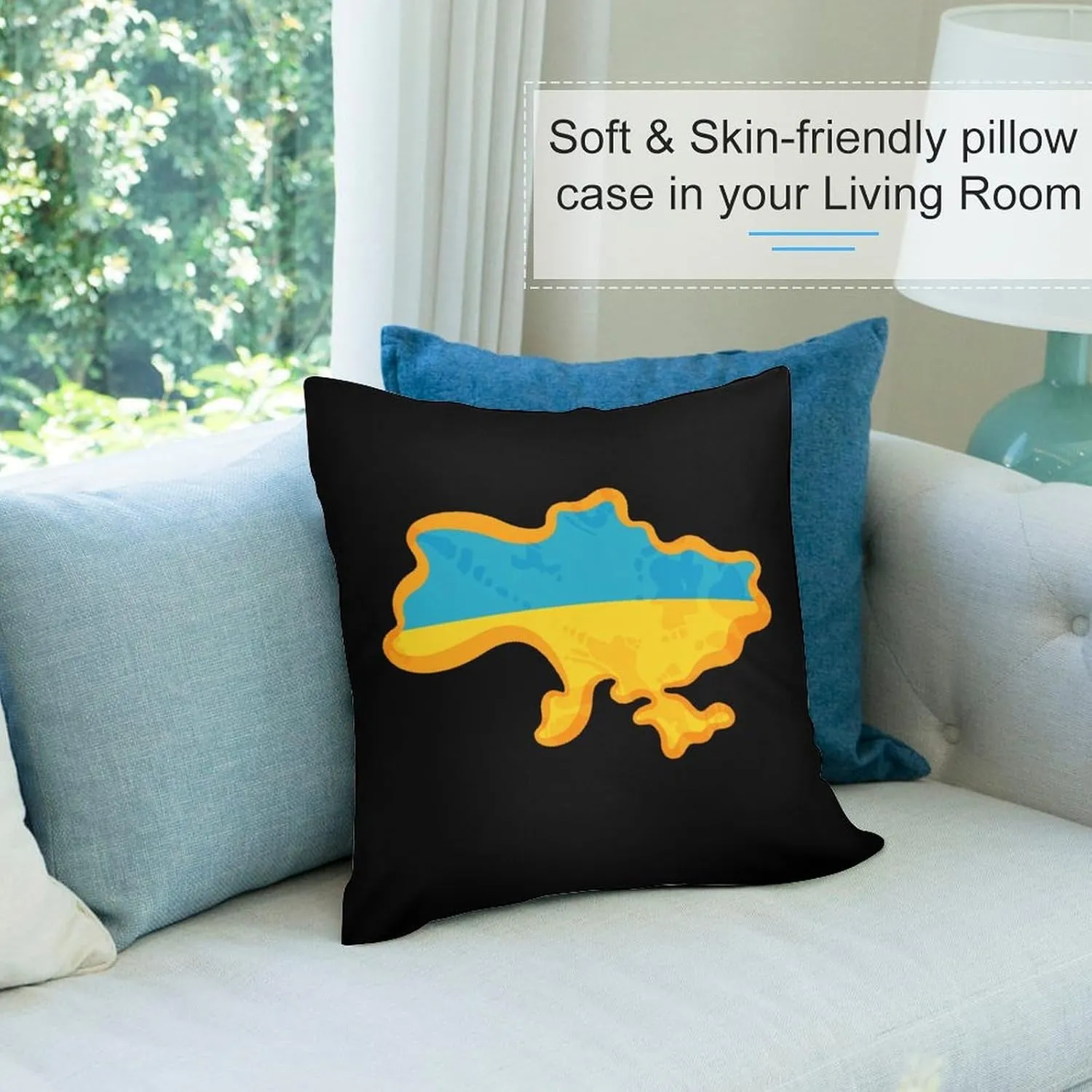 Ukrainian Flag Map Plush Pillow Cases Soft Pillow Covers Smooth Cushion Covers for Sofa Bed Set of 4 16 ""x16, vdzsgv4643