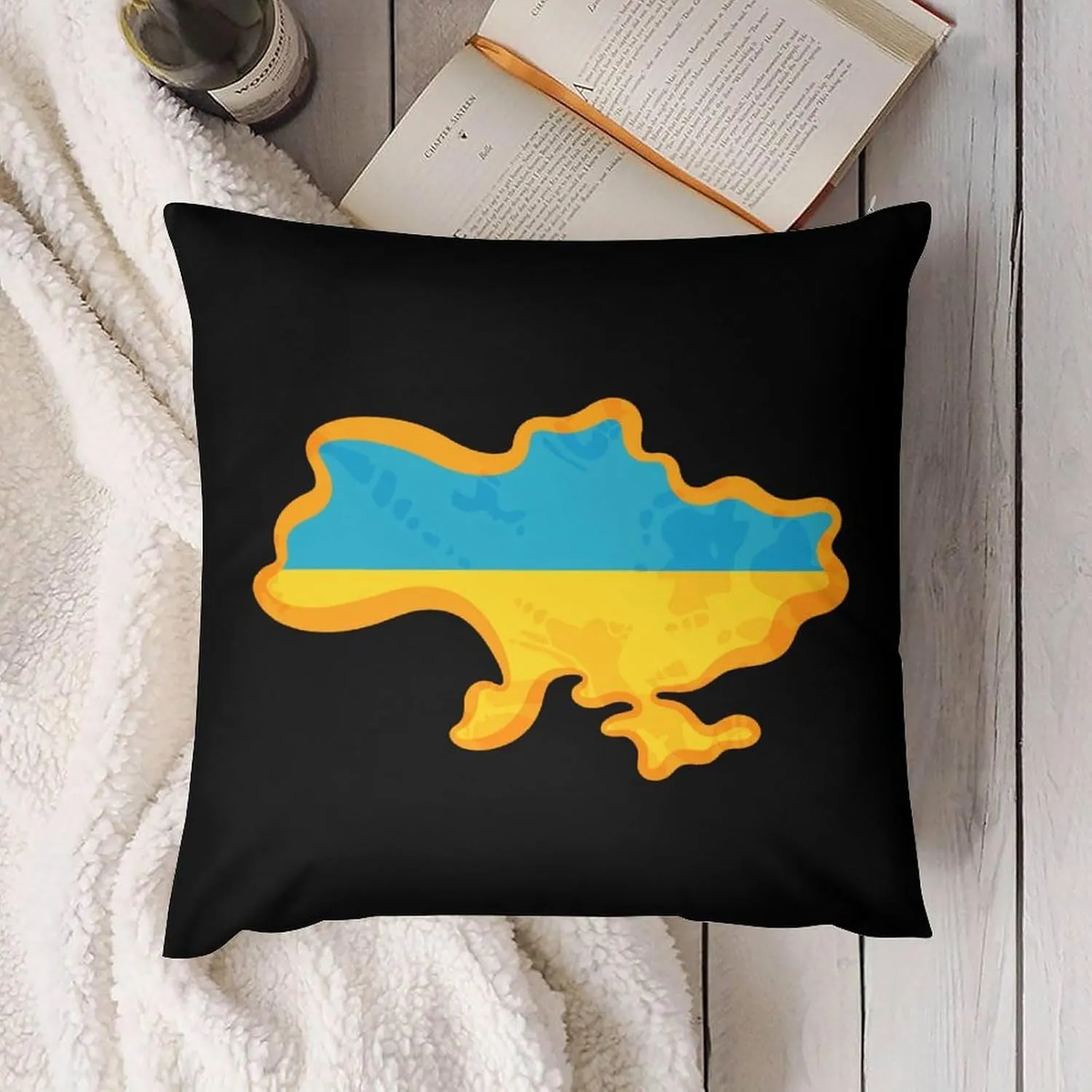 Ukrainian Flag Map Plush Pillow Cases Soft Pillow Covers Smooth Cushion Covers for Sofa Bed Set of 4 16 ""x16, vdzsgv4643
