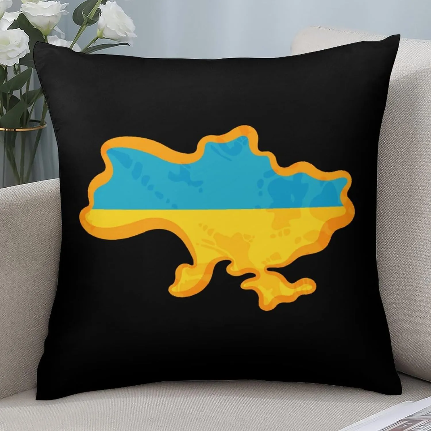 Ukrainian Flag Map Polyester Pillow Cases Soft Pillow Covers Smooth Cushion Covers for Sofa Bed Set of 4