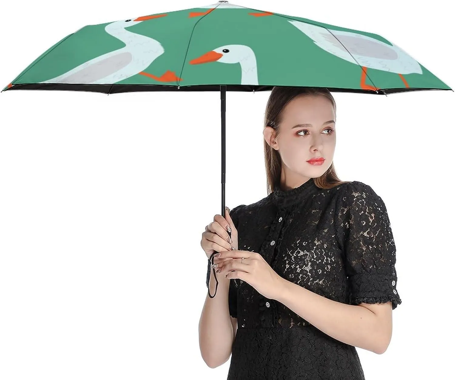 Umbrella Compact Folding Domestic Birds Geese Travel Umbrella Auto Open And Close for Windproof, Rainproof