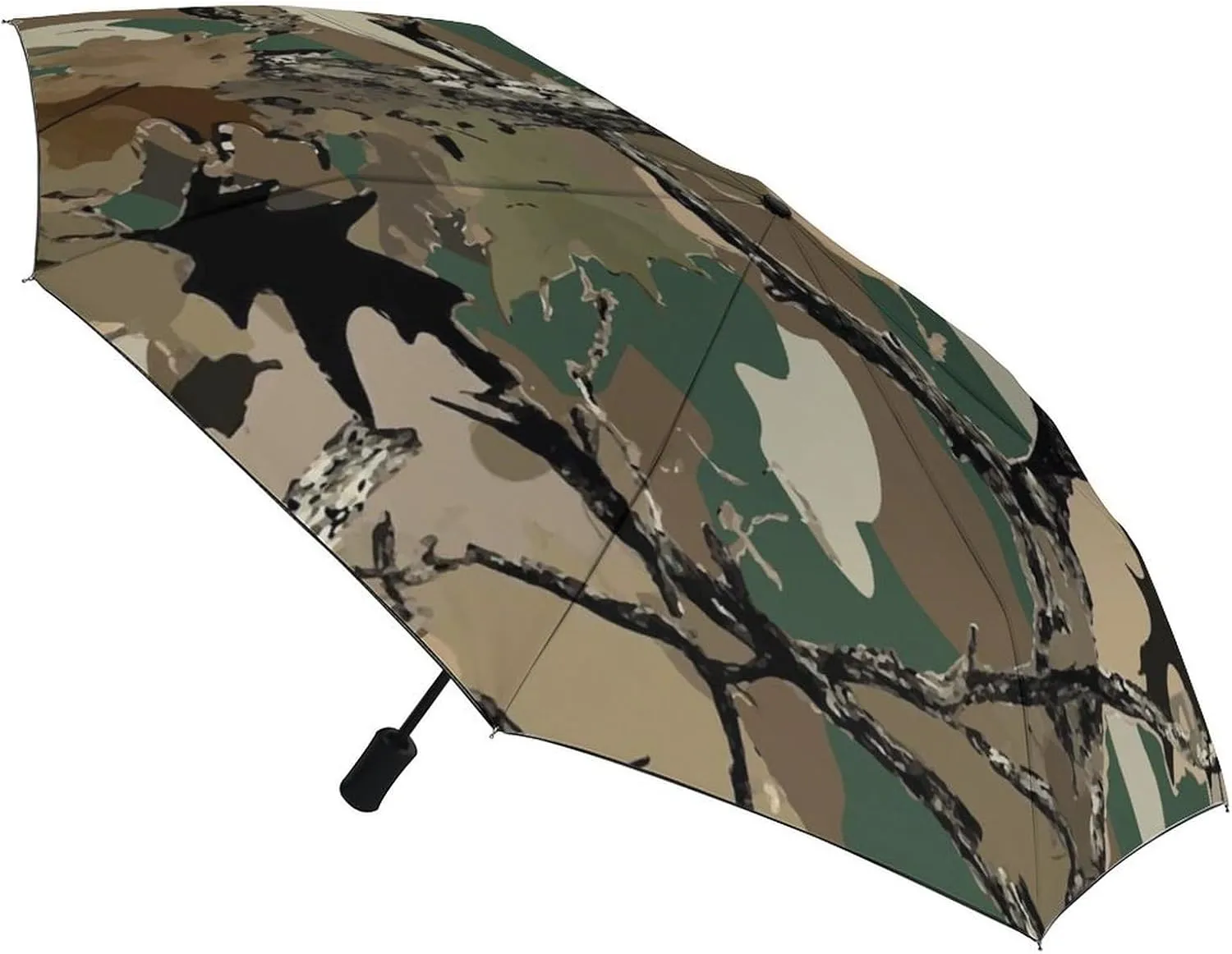 Umbrella Compact Folding Wooded Hunting Travel Umbrella Auto Open And Close for Windproof, Rainproof