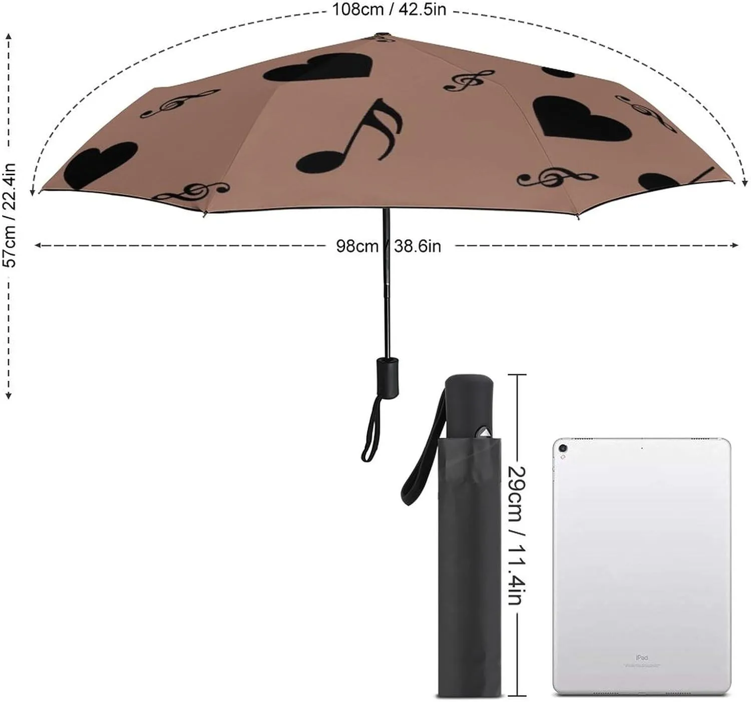 Umbrella Compact Folding Wooded Hunting Travel Umbrella Auto Open And Close for Windproof, Rainproof