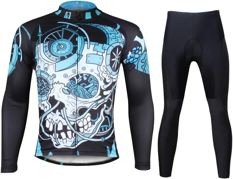 Uriah Men's Bicycle Jersey Long Sleeve 3D Gel Padded Pants Thermal Fleece Sets Tights