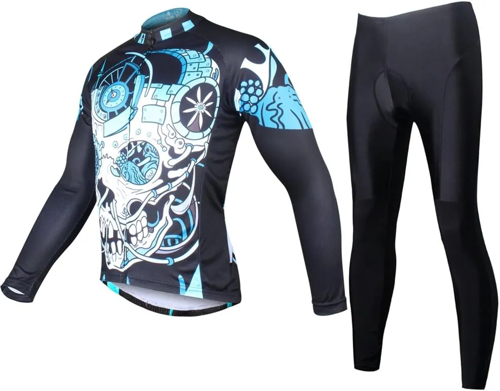 Uriah Men's Bicycle Jersey Long Sleeve 3D Gel Padded Pants Thermal Fleece Sets Tights