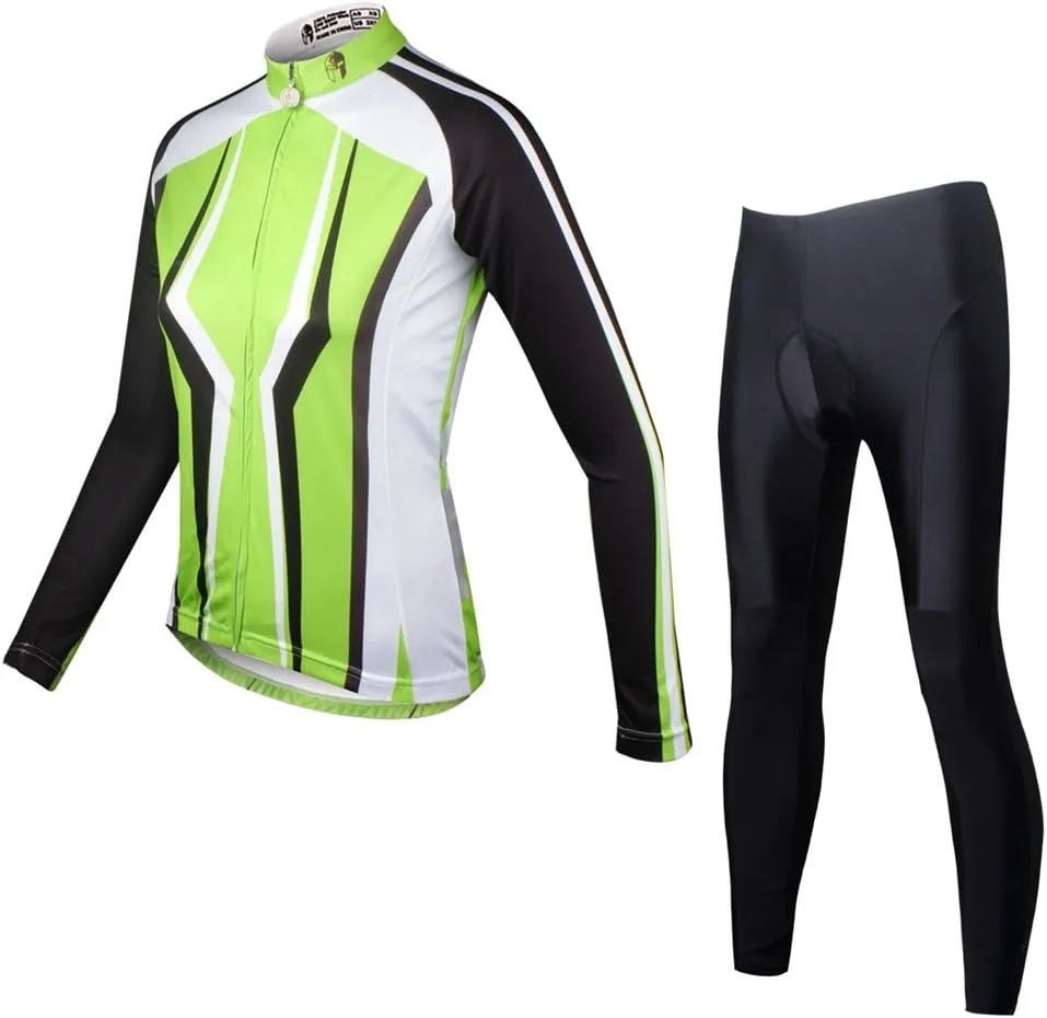 Uriah Women's Bicycle Jersey Long Sleeve 3D Gel Padded Pants Thermal Fleece Sets Tights