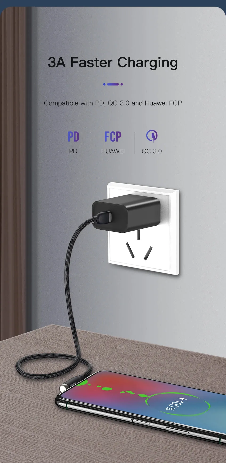 USB-C PD 60W 3A Fast Charging Cable