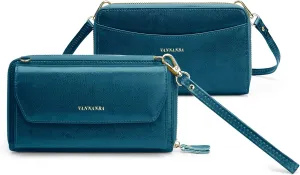 VANNANBA Womens Crossbody Bag Cellphone Purse,Zipper Leather Wristlet Clutch Wallet with 2 Adjustable & Detachable Straps