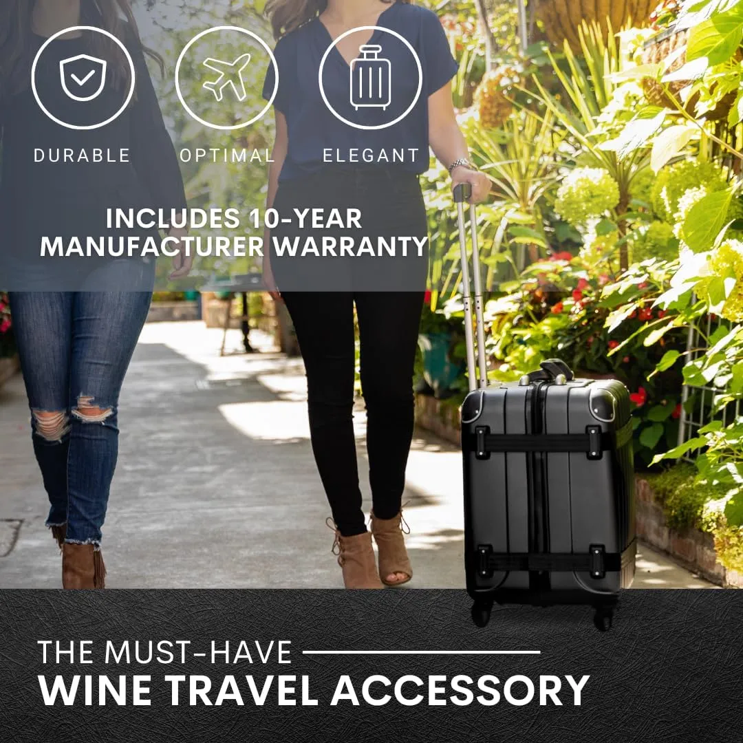 VinGardeValise® Petite Wine Suitcase – 8-Bottle Travel Luggage, TSA-Approved, Durable Hard Shell, Shockproof Foam, Secure Bottle Protection for Enthusiasts & Collectors - Black