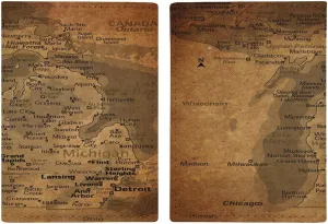 Vintage Maps of Connecticut Passport Protector,Passport Case for Men And Women Pu Leather Wallet Bifold