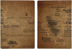 Vintage Maps of Guadeloupe Passport Protector,Passport Case for Men And Women Pu Leather Wallet Bifold