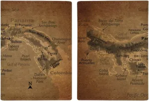Vintage Maps of Panama Passport Protector,Passport Case for Men And Women Pu Leather Wallet Bifold