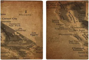 Vintage Maps of Wyoming Passport Protector,Passport Case for Men And Women Pu Leather Wallet Bifold