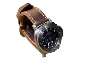 Vintage mens leather watch straps, rustic brown leather band for Panerai watch,custom watch band - WS05BB