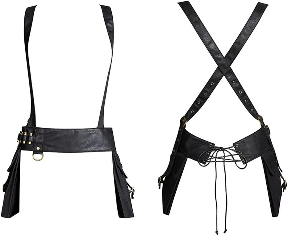 Waist Bag Belt Purse Fanny Pack Crossbody Motorcycle Hiking Phone Holder Wallet Vintage Leather Casual Fashion Daypack Gothic Festival Costume Hip Pouch for Women Men (Cos)