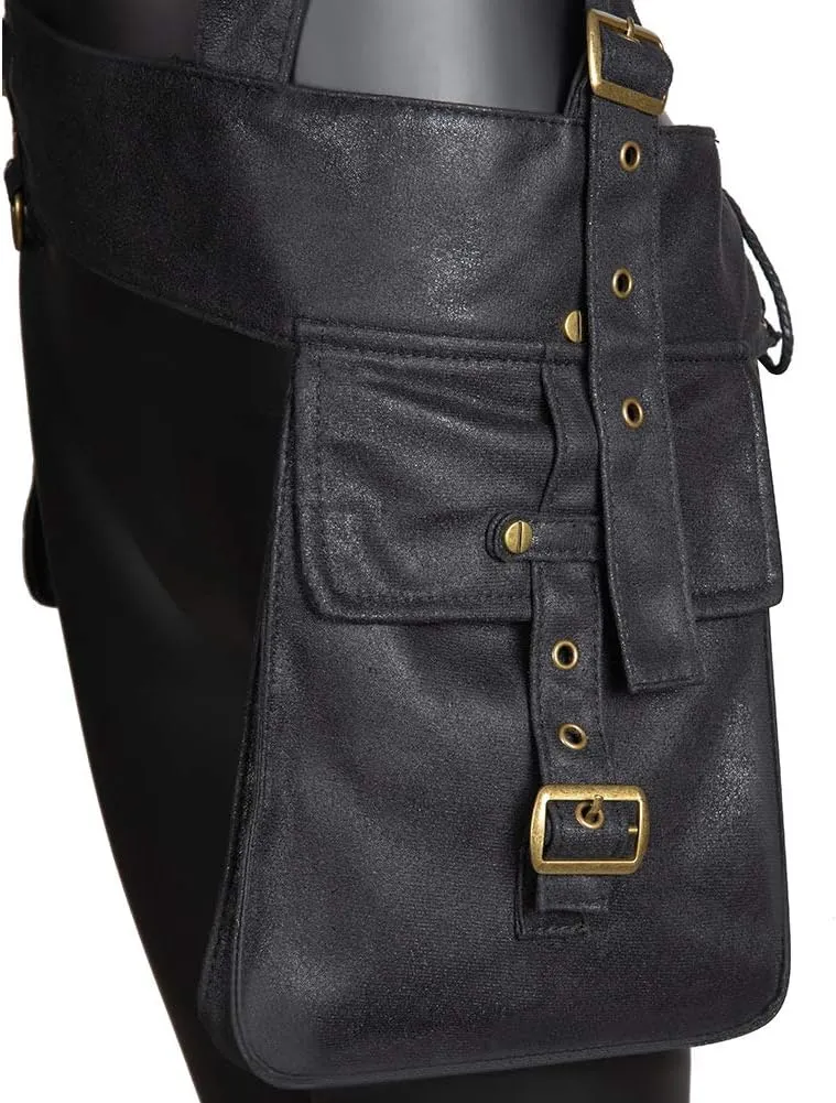 Waist Bag Belt Purse Fanny Pack Crossbody Motorcycle Hiking Phone Holder Wallet Vintage Leather Casual Fashion Daypack Gothic Festival Costume Hip Pouch for Women Men (Cos)