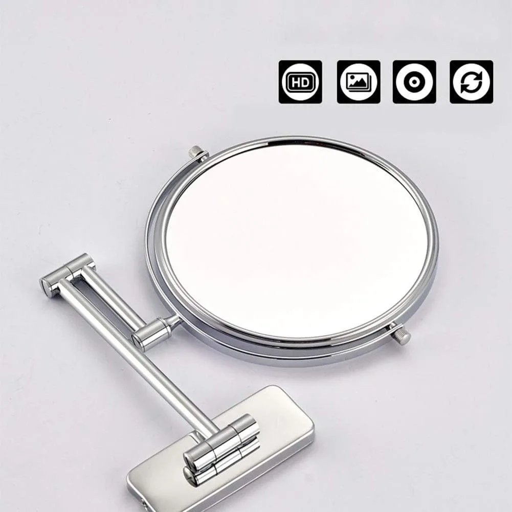 Wall Mounted Makeup Mirror with Magnification, Makeup Mirror for Bathroom, Two-Sided Extendable, 360 Degree Swivel, Extendable Arm, No Light, for Girls(6in,3X)