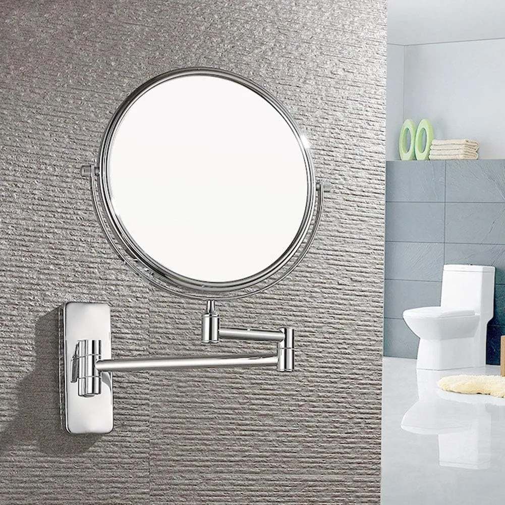 Wall Mounted Makeup Mirror with Magnification, Makeup Mirror for Bathroom, Two-Sided Extendable, 360 Degree Swivel, Extendable Arm, No Light, for Girls(6in,3X)