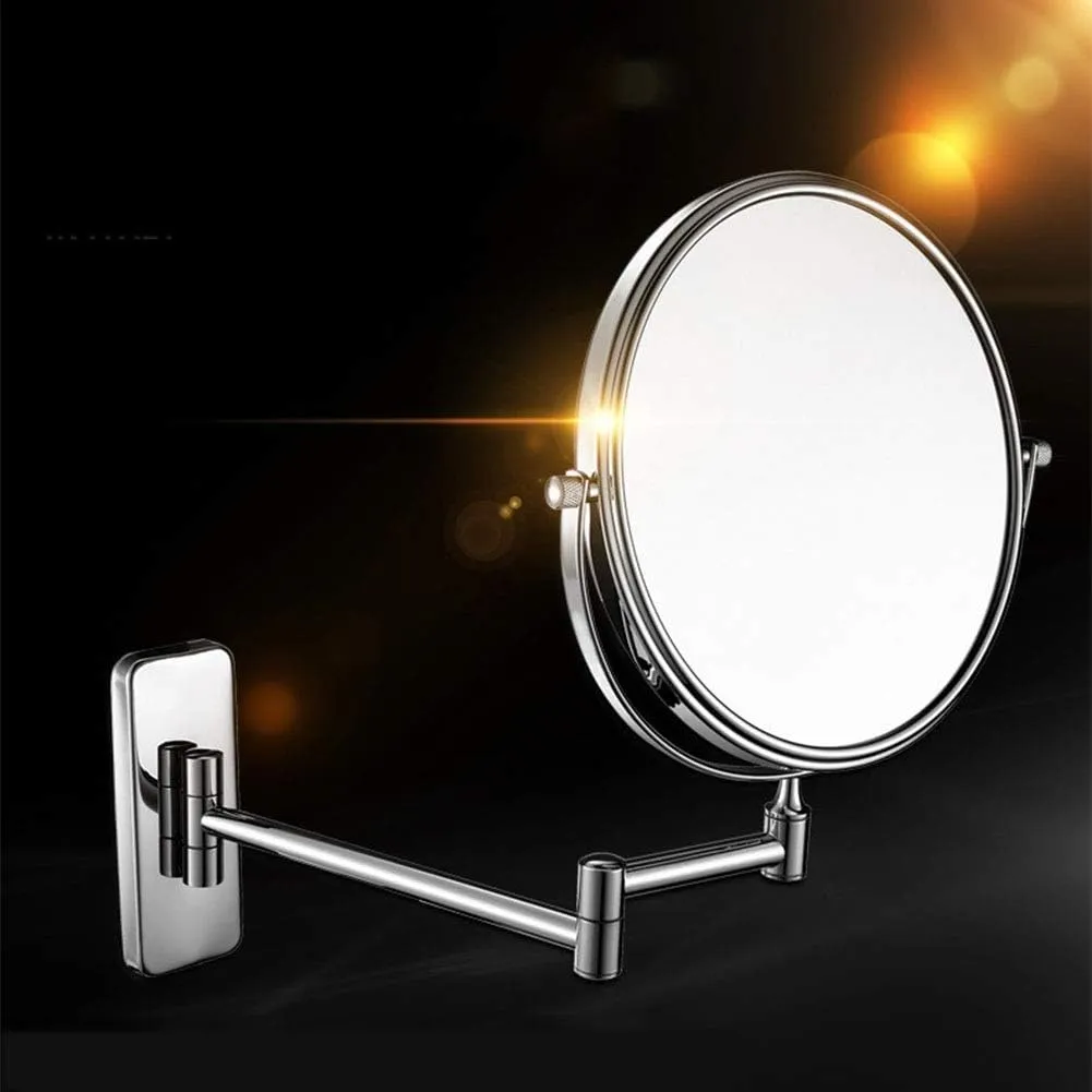 Wall Mounted Makeup Mirror with Magnification, Makeup Mirror for Bathroom, Two-Sided Extendable, 360 Degree Swivel, Extendable Arm, No Light, for Girls(6in,3X)