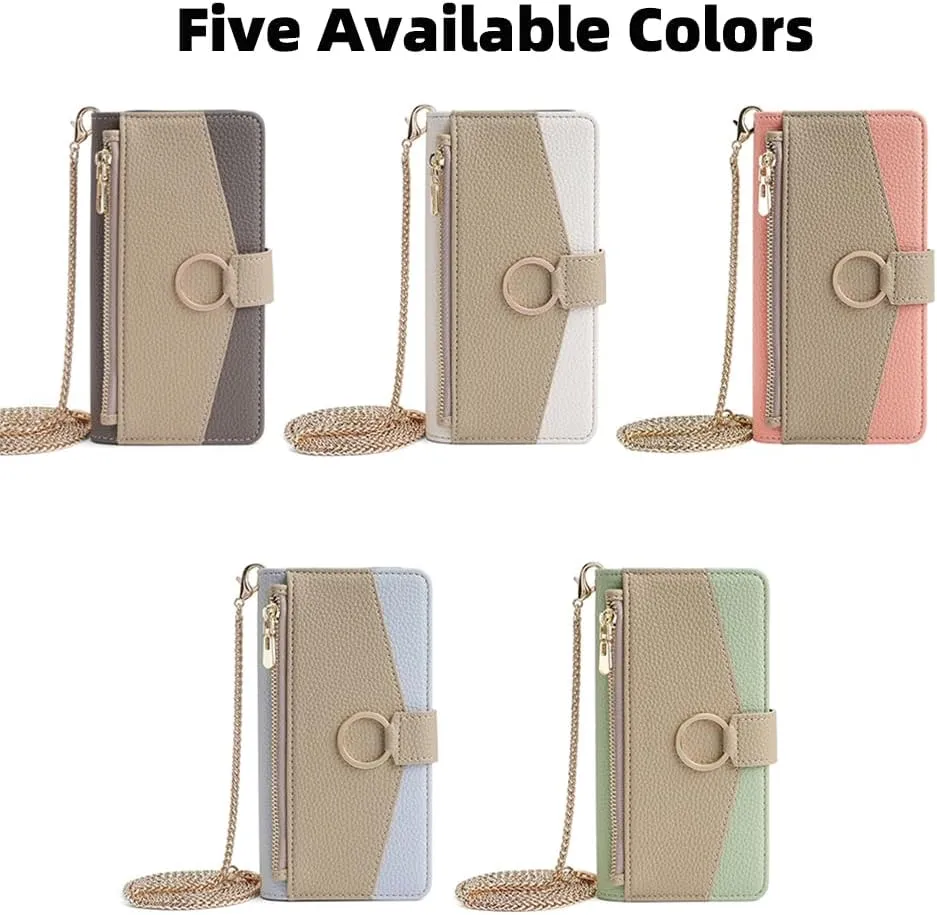Wallet Case with Crossbody Strap Compatible for Oppo Find X8s, Magnetic Handbag Zipper Pocket Cases PU Leather Flip Cell Phone Holster Cover with Kickstand, Pink