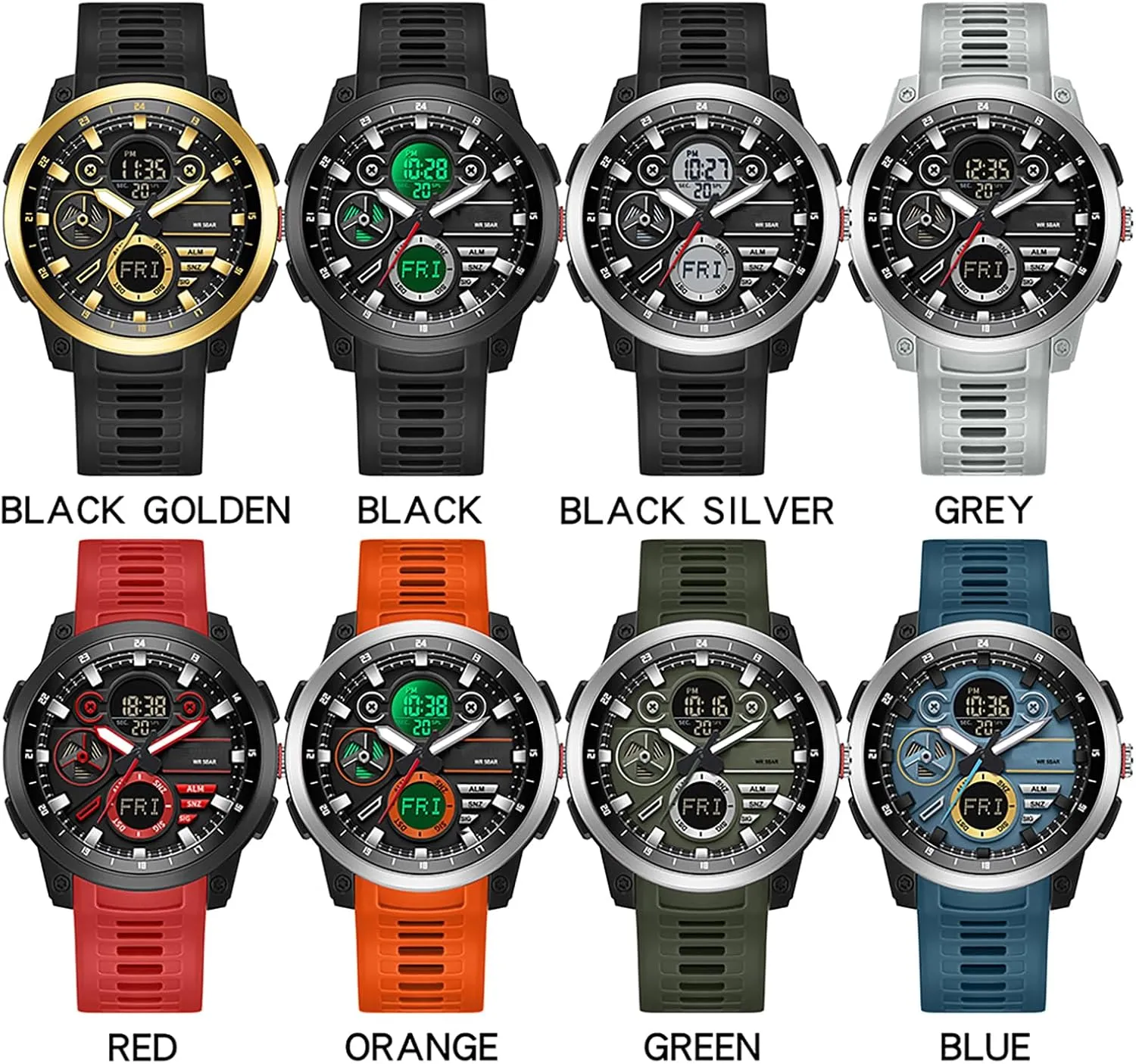 Watch for Men Sport Waterproof Chronograph Mens Watches with Countdown World Time Alarm Stopwatch Digital Analog Quartz Business Work Wristwatch