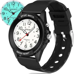 Waterproof Nurse Watch for Medical Professionals, Students, Women Men, Military Time Easy to Read Dial, 24 Hour with Second Hand, Night Light, Soft and Breathable Silicone Band