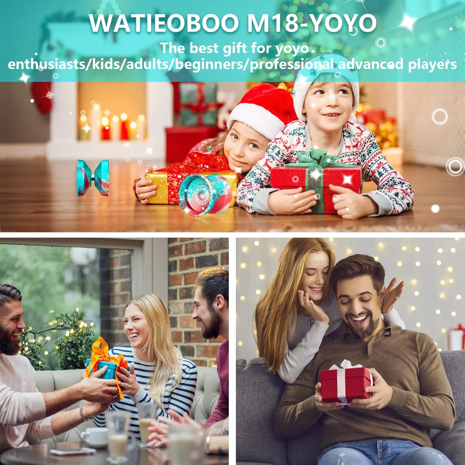 WATIEOBOO M18 Responsive & Unresponsive Yoyo for Kids & Adults Pro Metal Trick Yoyo with Yo Yo Bearing Kit, 10 Strings, Case & Gloves (M18-Colorful)