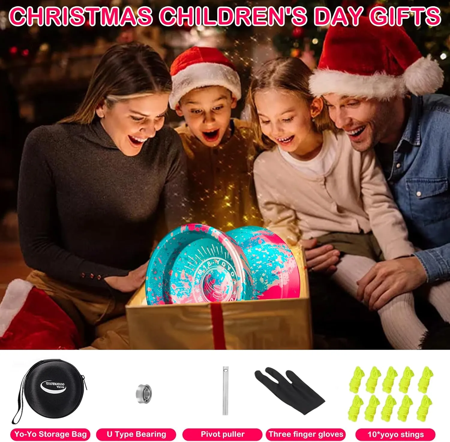 WATIEOBOO M18 Responsive & Unresponsive Yoyo for Kids & Adults Pro Metal Trick Yoyo with Yo Yo Bearing Kit, 10 Strings, Case & Gloves (M18-Colorful)