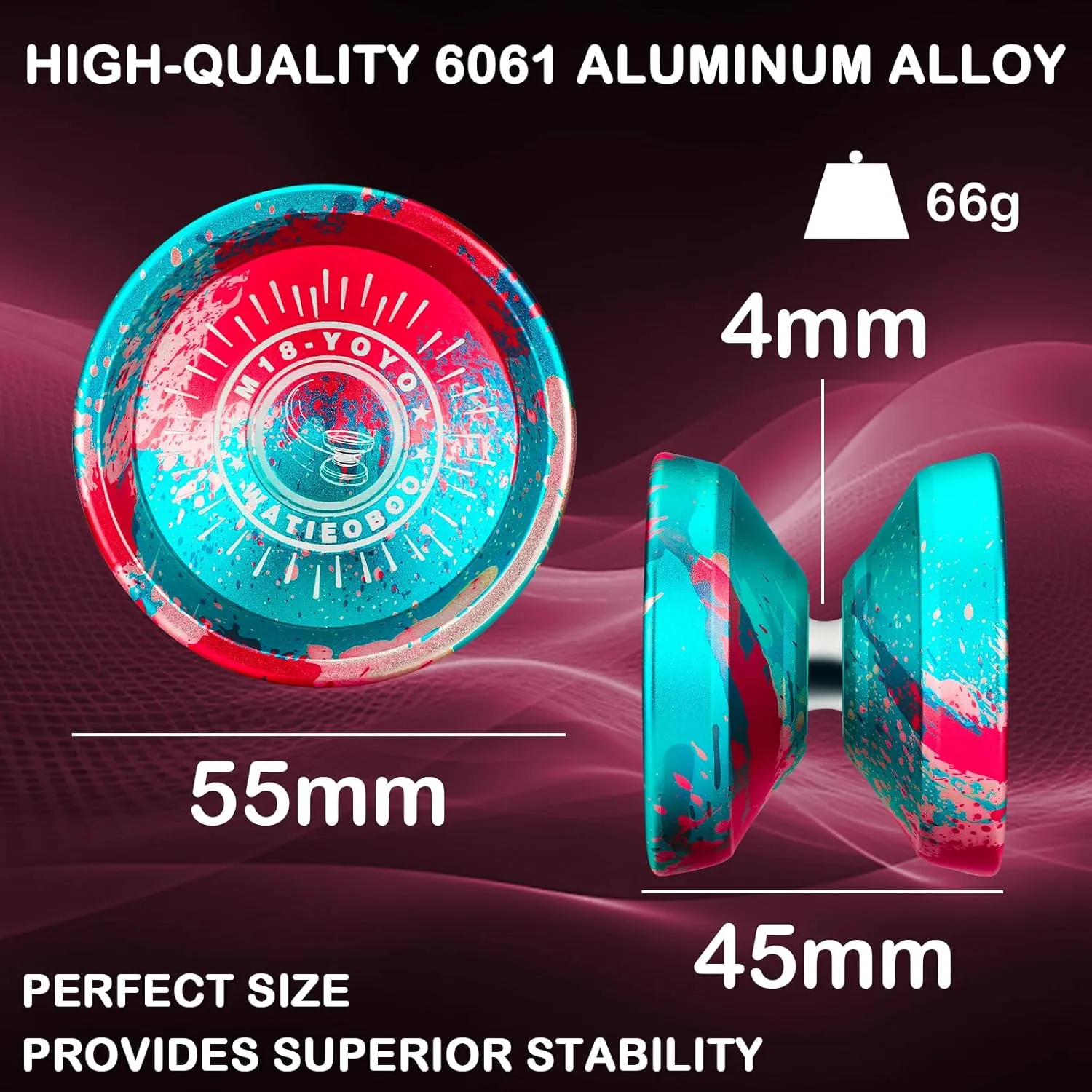 WATIEOBOO M18 Responsive & Unresponsive Yoyo for Kids & Adults Pro Metal Trick Yoyo with Yo Yo Bearing Kit, 10 Strings, Case & Gloves (M18-Colorful)