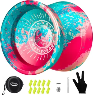 WATIEOBOO M18 Responsive & Unresponsive Yoyo for Kids & Adults Pro Metal Trick Yoyo with Yo Yo Bearing Kit, 10 Strings, Case & Gloves (M18-Colorful)