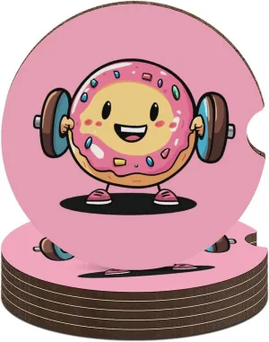 Weightlifing Workout Gym Donut Car Coasters Cork Base Cup Holder Anti Slip Cup Mat Auto Assecories 6PCS