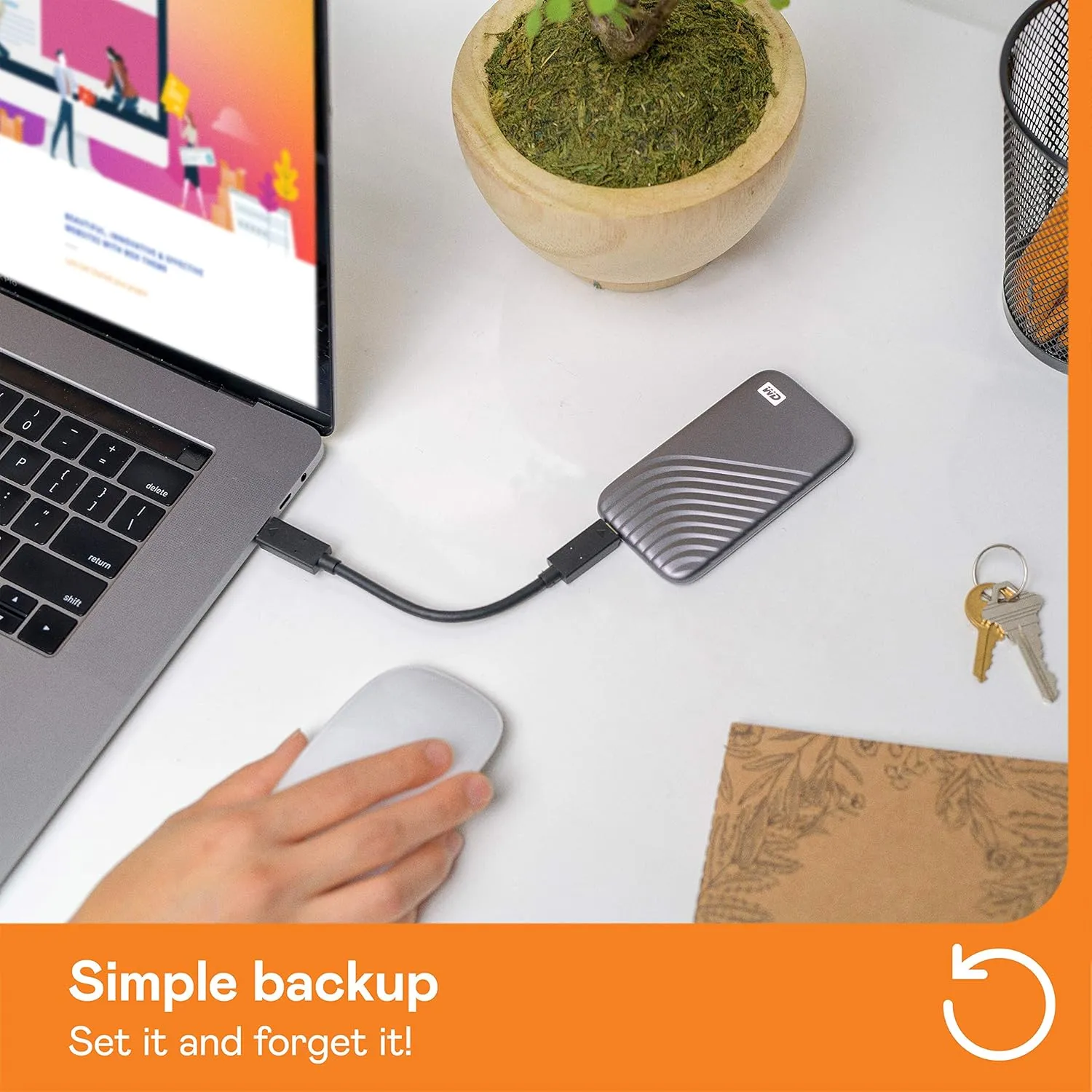 Western Digital 1TB My Passport SSD Portable External Solid State Drive, Gray, Sturdy and Blazing Fast, Password Protection with Hardware Encryption - WDBAGF0010BGY-WESN