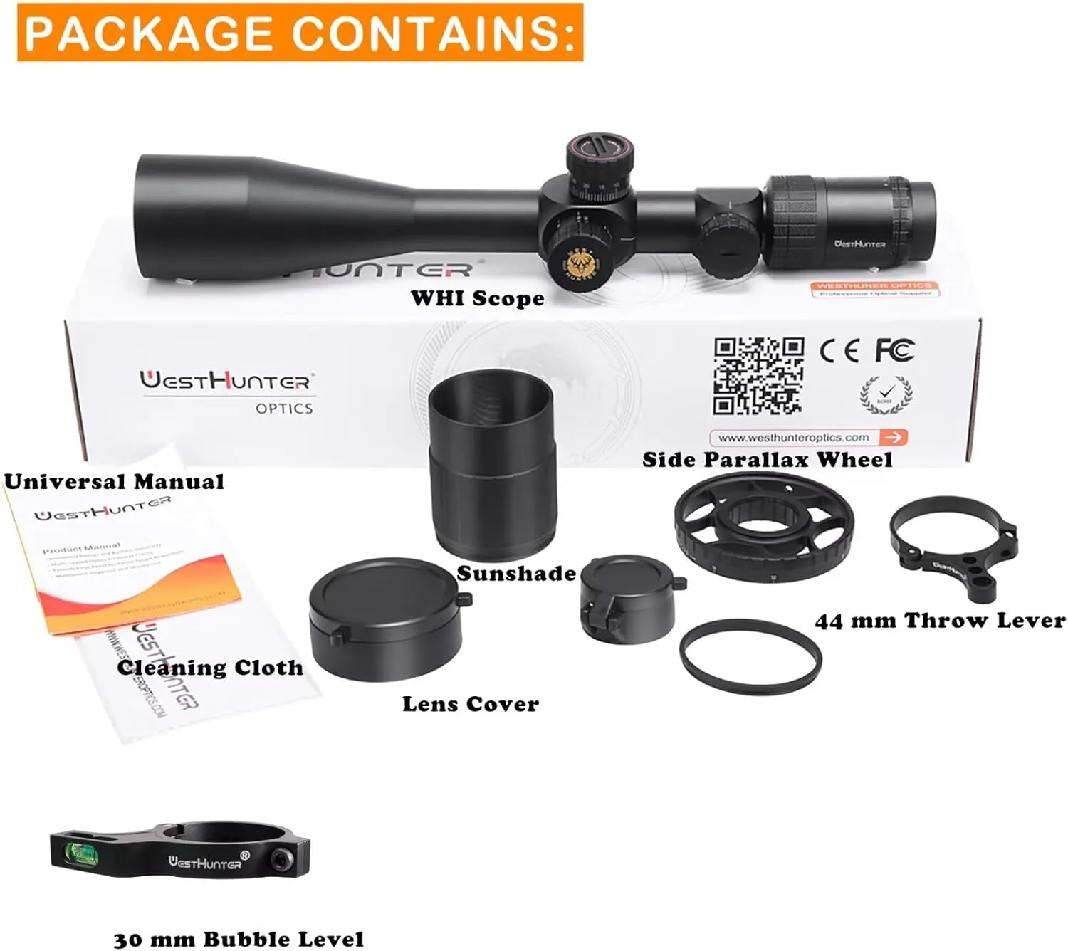 WestHunter Optics WHI Series Hunting Scope, 30 mm Tube First Focal Plane Red Green Illuminated Etched Glass Reticle Tactical 1/10 MIL Shooting Scopes