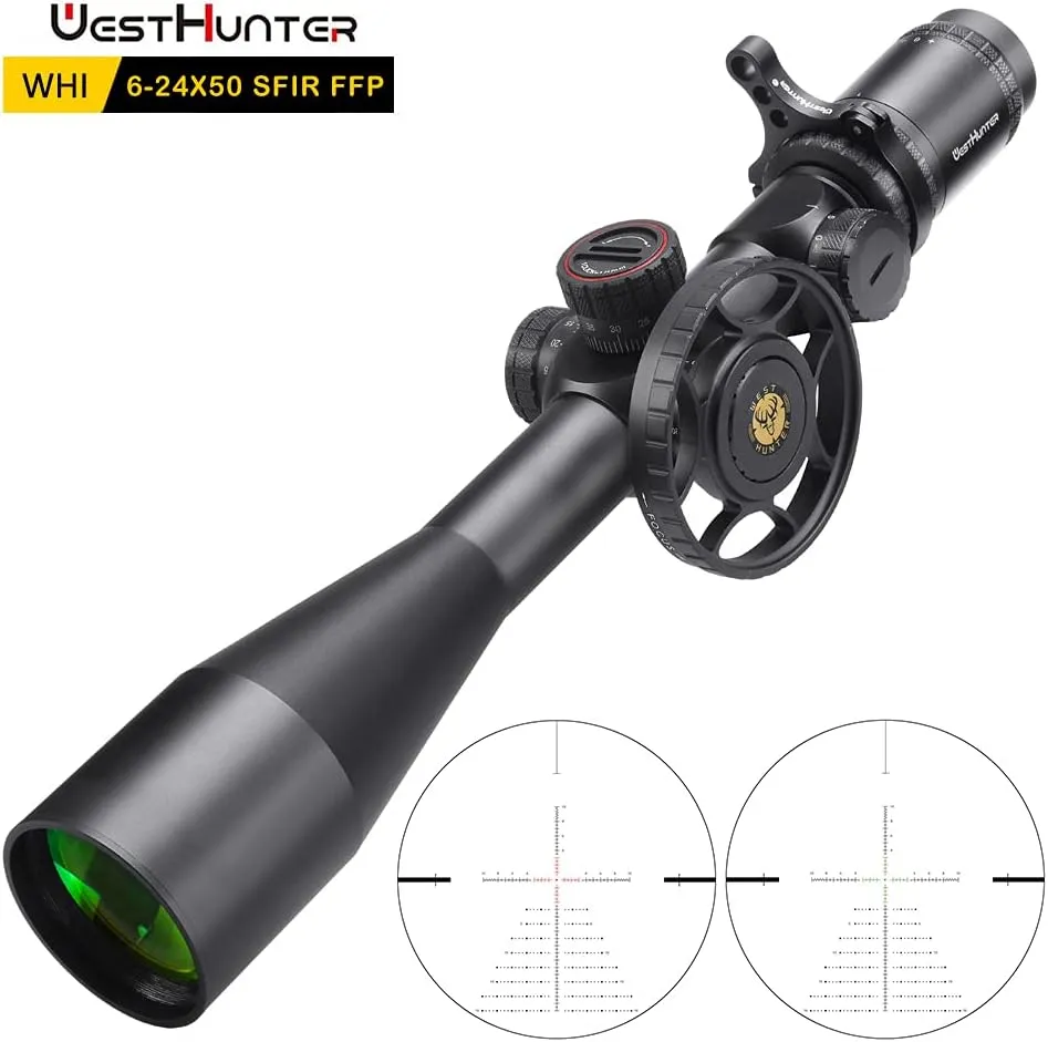 WestHunter Optics WHI Series Hunting Scope, 30 mm Tube First Focal Plane Red Green Illuminated Etched Glass Reticle Tactical 1/10 MIL Shooting Scopes