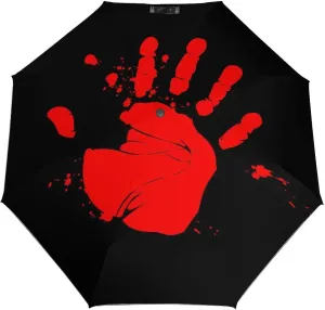 Windproof Travel Umbrellas for Rain,Blood Hand Print Horror Durable & Compact Umbrella-Waterproof Canopy for Backpack, Purse, Portable, Umbrella for Travel