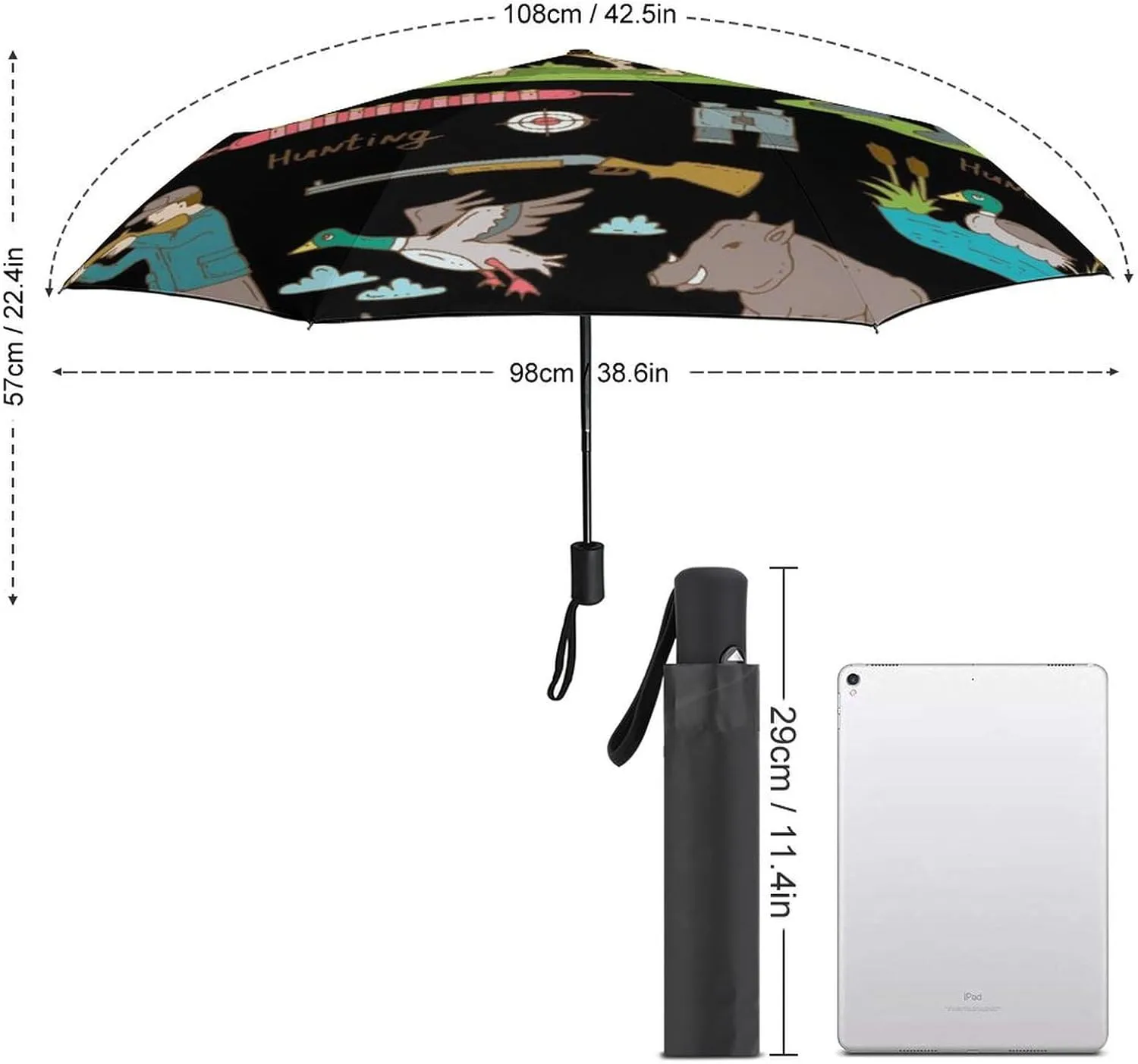 Windproof Travel Umbrellas for Rain,Cartoon Birds Hearts Notes Durable & Compact Umbrella-Waterproof Canopy for Backpack, Purse, Portable, Umbrella for Travel