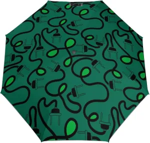 Windproof Travel Umbrellas for Rain,Cartoon Plugs Electric Pattern Durable & Compact Umbrella-Waterproof Canopy for Backpack, Purse, Portable, Umbrella for Travel
