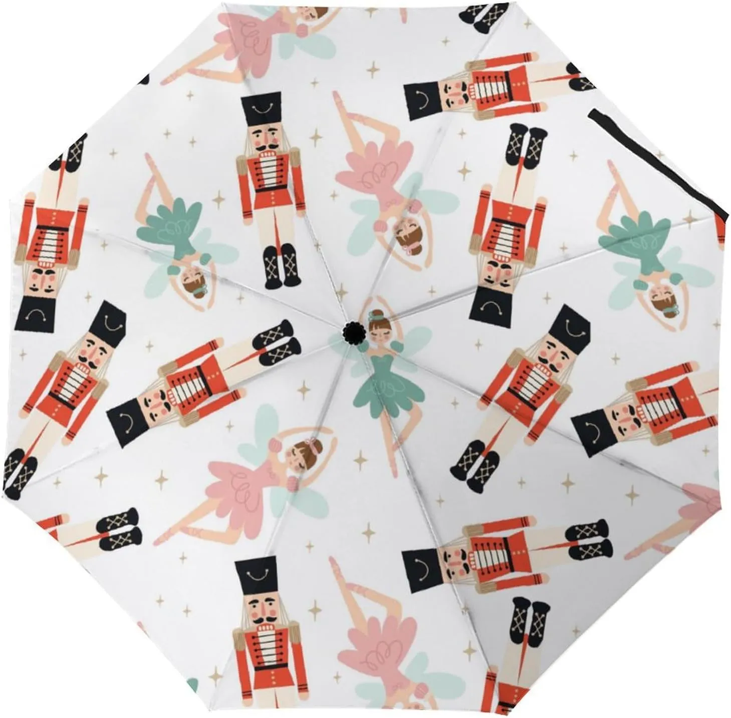 Windproof Travel Umbrellas for Rain,Christmas Nutcracker Pattern Durable & Compact Umbrella-Waterproof Canopy for Backpack, Purse, Portable, Umbrella for Travel