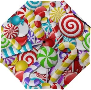 Windproof Travel Umbrellas for Rain,Colorful Candy Christmas Durable & Compact Umbrella-Waterproof Canopy for Backpack, Purse, Portable, Umbrella for Travel