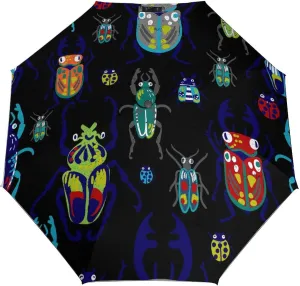 Windproof Travel Umbrellas for Rain,Colorful Cute Bright Bugs Durable & Compact Umbrella-Waterproof Canopy for Backpack, Purse, Portable, Umbrella for Travel