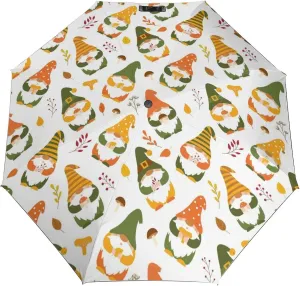 Windproof Travel Umbrellas for Rain,Cute Autumn Gnomes Durable & Compact Umbrella-Waterproof Canopy for Backpack, Purse, Portable, Umbrella for Travel