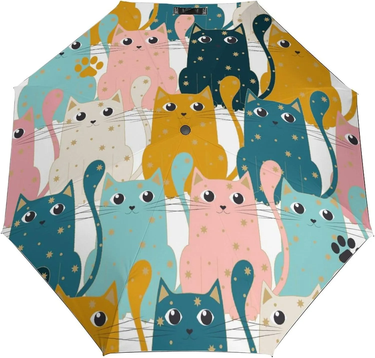 Windproof Travel Umbrellas for Rain,Cute Cats Big Eyes Durable & Compact Umbrella-Waterproof Canopy for Backpack, Purse, Portable, Umbrella for Travel