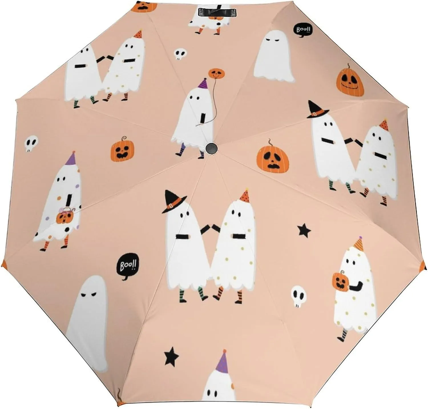 Windproof Travel Umbrellas for Rain,Cute Ghost Spooky Pumpkin Durable & Compact Umbrella-Waterproof Canopy for Backpack, Purse, Portable, Umbrella for Travel