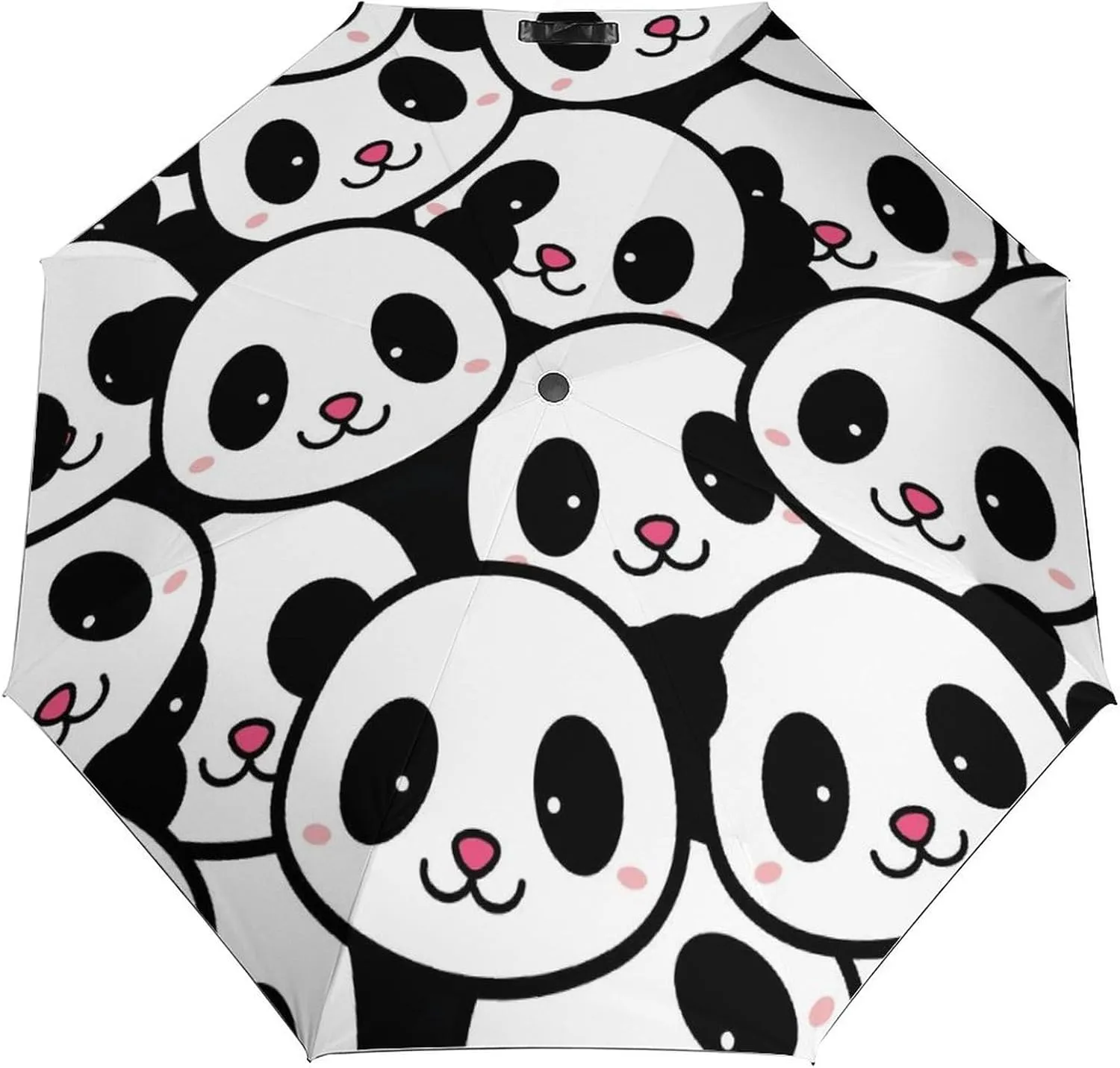 Windproof Travel Umbrellas for Rain,Cute Panda Face Pattern Durable & Compact Umbrella-Waterproof Canopy for Backpack, Purse, Portable, Umbrella for Travel