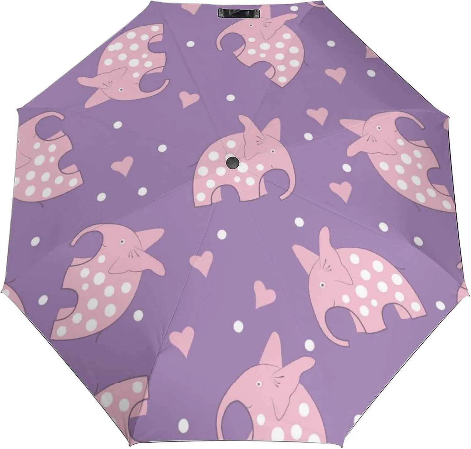 Windproof Travel Umbrellas for Rain,Cute Pink Elephants Durable & Compact Umbrella-Waterproof Canopy for Backpack, Purse, Portable, Umbrella for Travel
