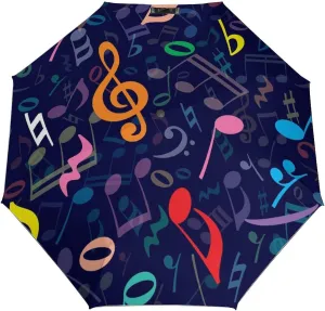 Windproof Travel Umbrellas for Rain,Dancing Colorful Musical Notes Durable & Compact Umbrella-Waterproof Canopy for Backpack, Purse, Portable, Umbrella for Travel