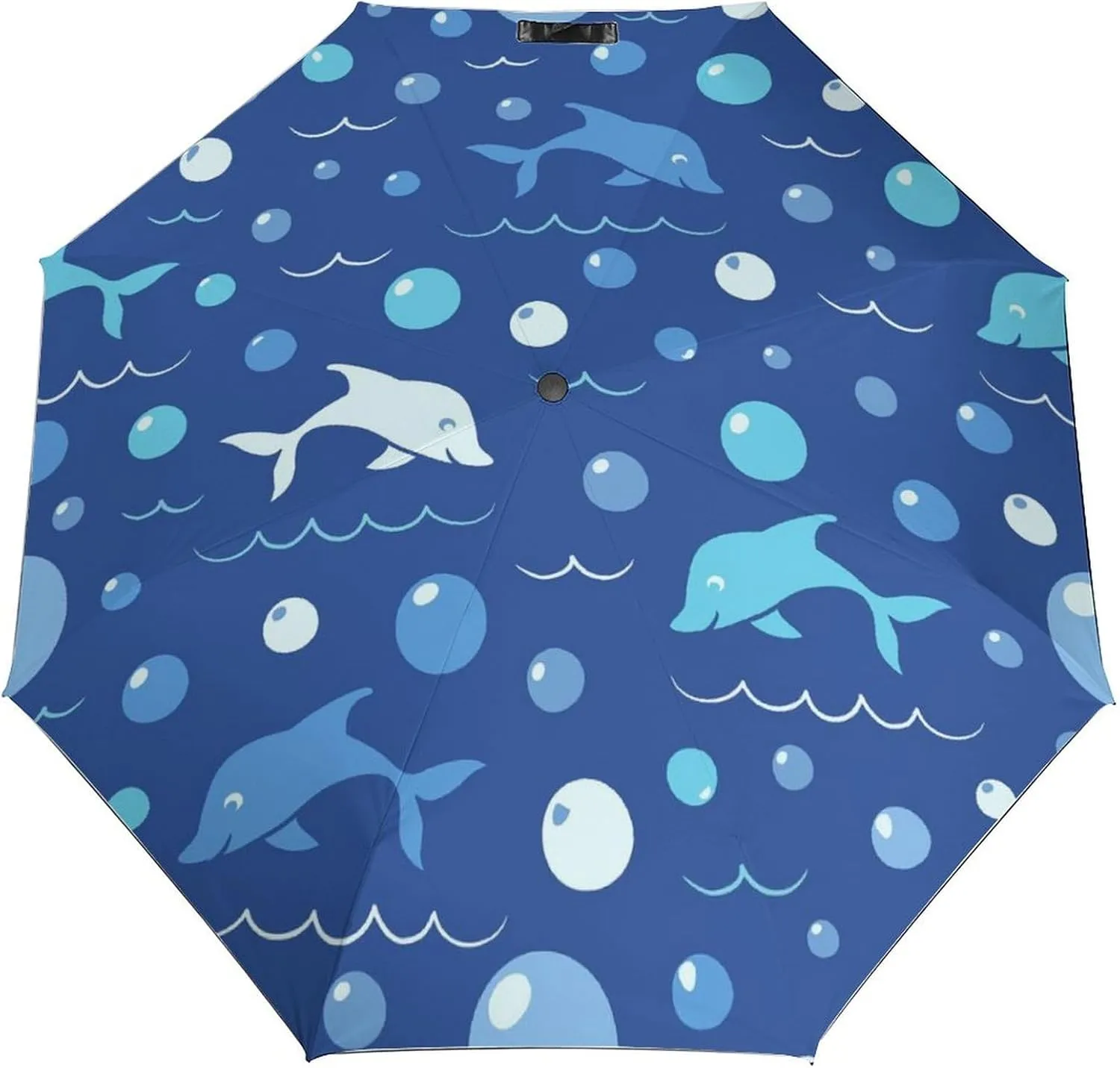 Windproof Travel Umbrellas for Rain,Dolphins Water Bubbles Durable & Compact Umbrella-Waterproof Canopy for Backpack, Purse, Portable, Umbrella for Travel