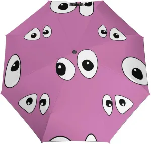 Windproof Travel Umbrellas for Rain,Funny Eyes Cute Purple Durable & Compact Umbrella-Waterproof Canopy for Backpack, Purse, Portable, Umbrella for Travel